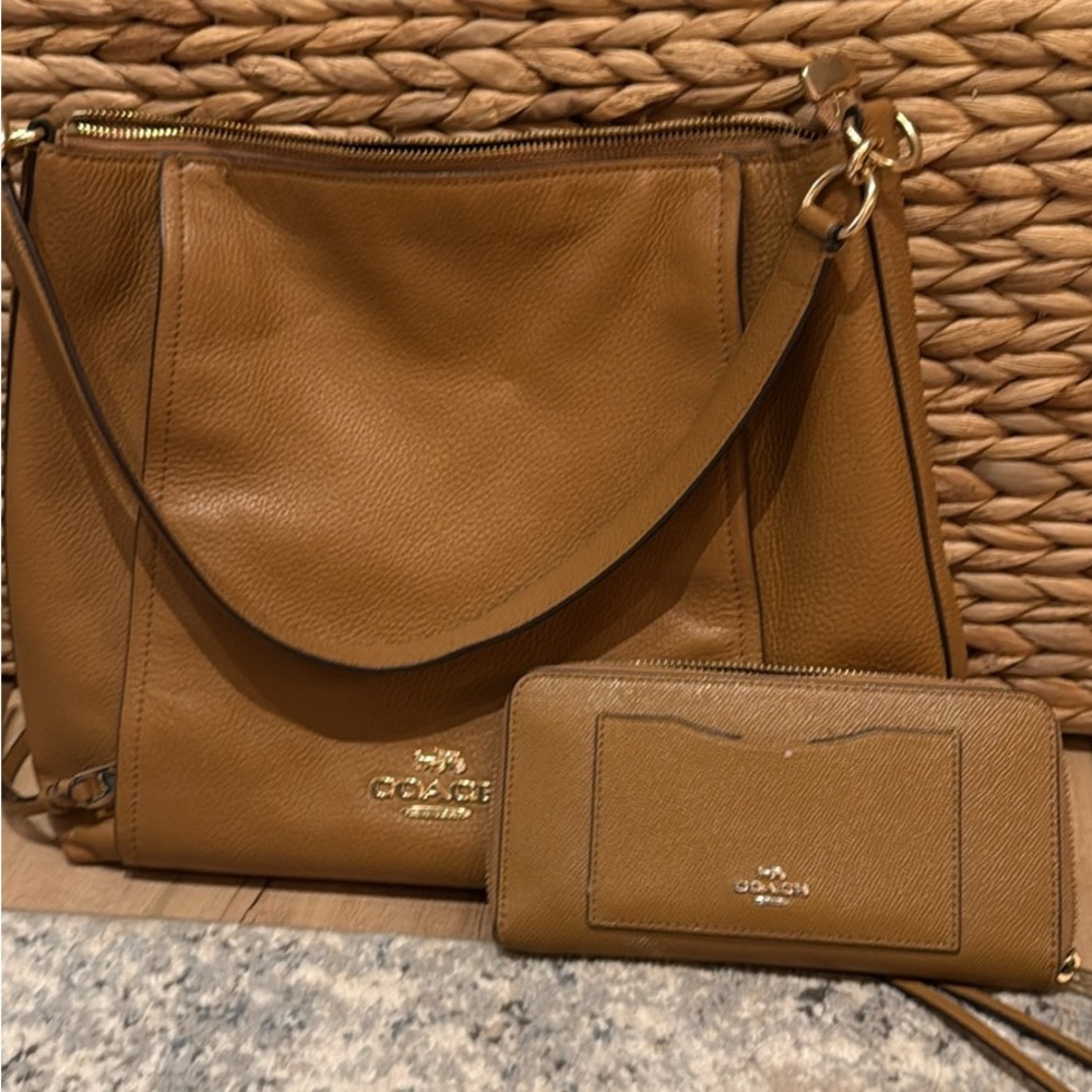 Coach MARLON Hobo Handbag in Saddle and matching Wallet